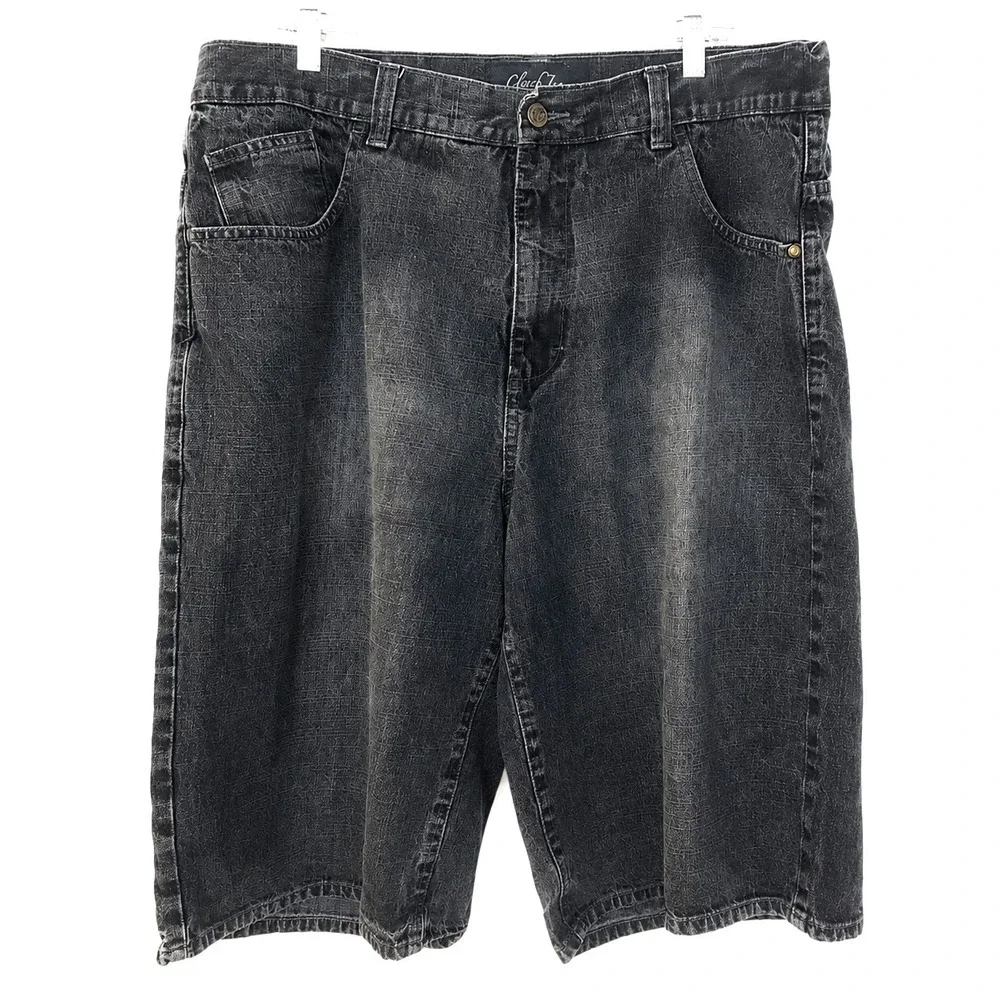 Vintage Clench Jeans Shorts Size 40x13 Y2K Faded Blue Skater Grunge Streetwear